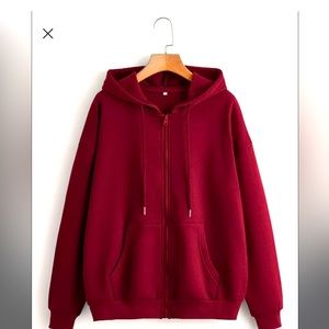 SHEIN - Thermal lined red drawstring jacket